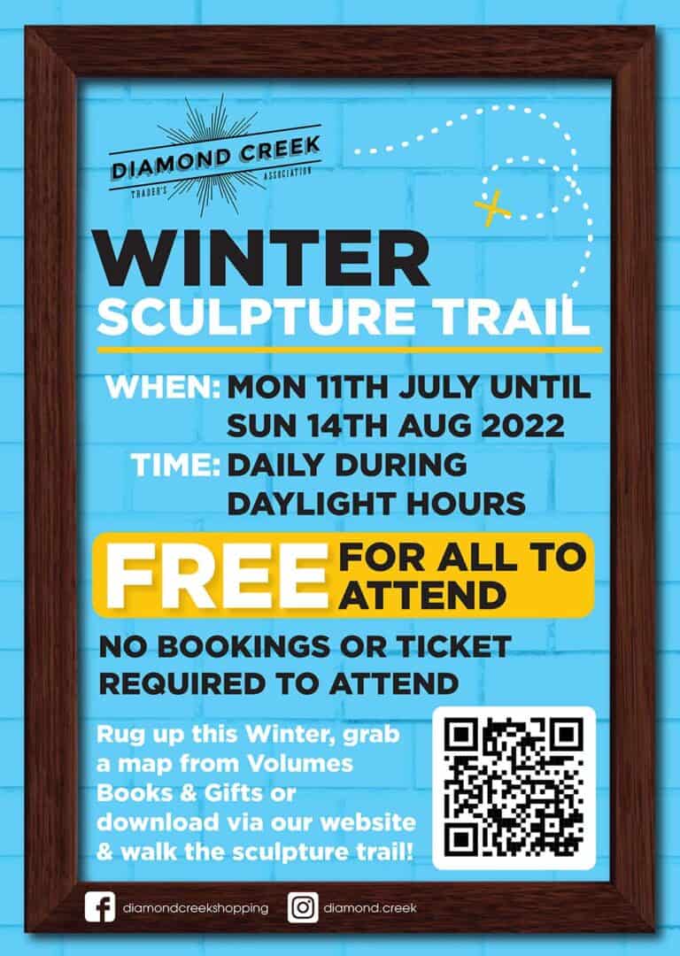 Diamond Creek Sculpture Trail A3 Poster Blue min 768x1080