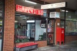 Fresh locally sourced meat and specialty butcher shop in Diamond Creek shopping center.