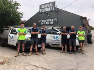 Lloyd Plumbing team at Diamond Creek Shopping centre, local plumbing services.