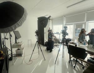 Professional photo shoot setup at Diamond Creek Shopping.