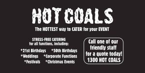 Hot coals for catering, event catering, and birthday fire pits in Diamond Creek.