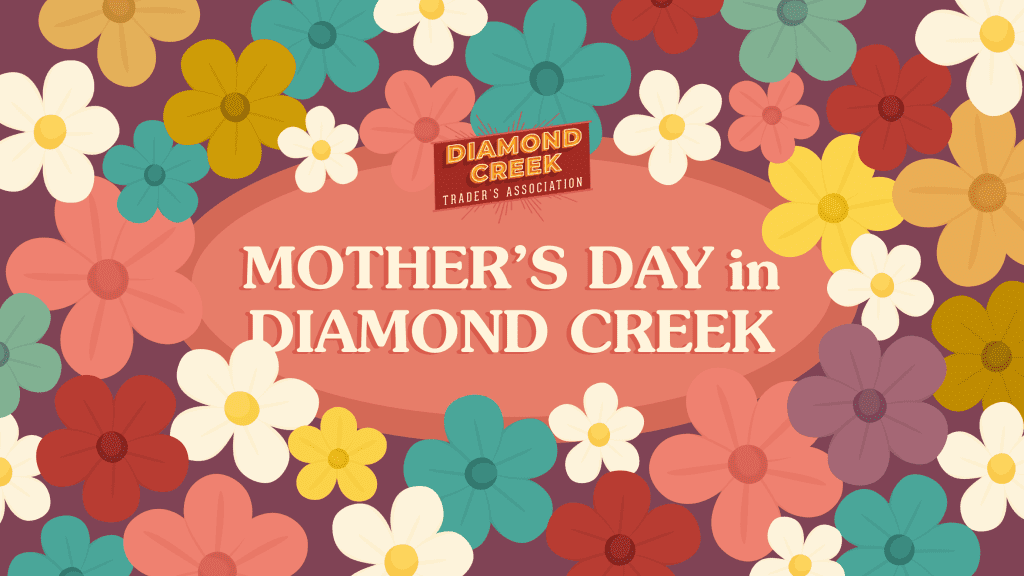 Bright floral display promoting Mother’s Day celebration in Diamond Creek.