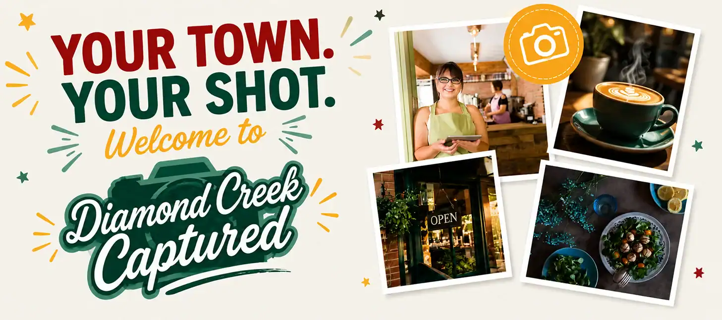 Image showing a vibrant shopping and dining area at Diamond Creek Shopping, featuring cafes and reta.