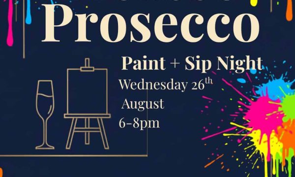 Event poster for Picasso Prosecco Paint and Sip Night at Di Pietro's.