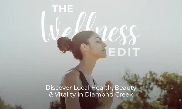 Woman practicing yoga outdoors at Diamond Creek Shopping for wellness and vitality.