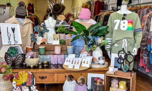 Colourful boutique clothing and gift shop display at Diamond Creek Shopping, Australia.