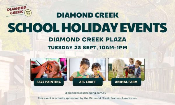 Wide shopping centre with kids' holiday activities at Diamond Creek Shopping.