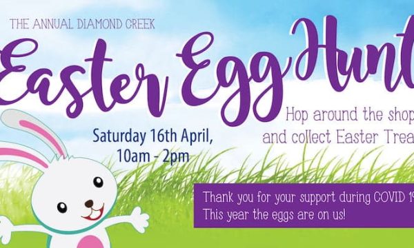 Easter Egg Hunt event at Diamond Creek Shopping, family-friendly spring activity.