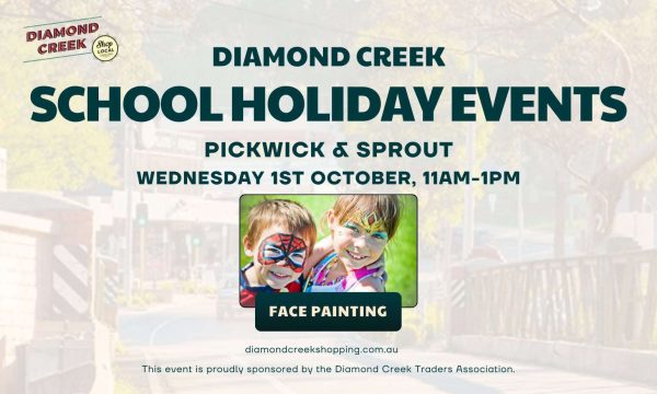 Colourful children with face paint at Diamond Creek Shopping face painting event.