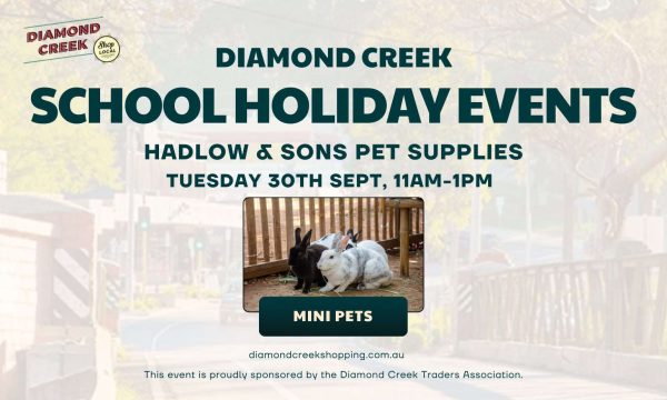 Cute mini rabbits at Diamond Creek shopping centre pet event for kids and families.