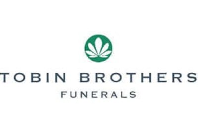 Modern Tobin Brothers Funerals logo in simple green and white design.